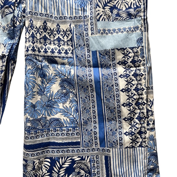 J. McLaughlin Eugene Pant in White Blue Palm Park |  XS NWT - Picture 7 of 8